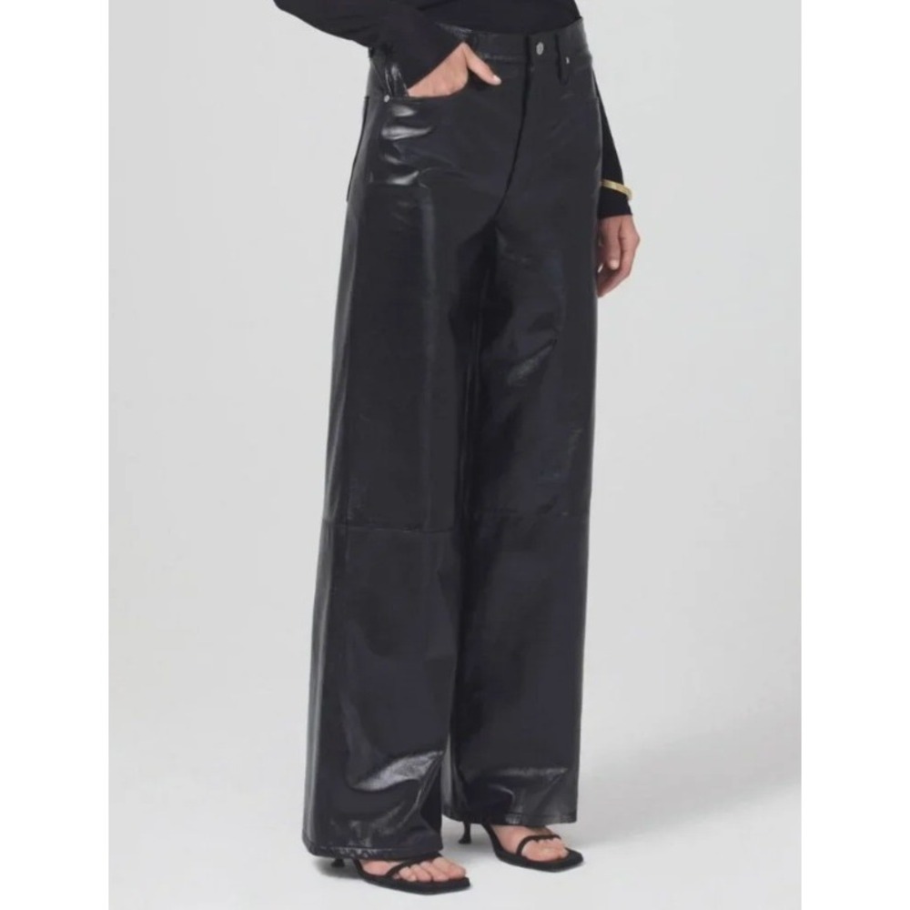 CITIZENS OF HUMANITY Annina Trouser Black Lambskin Leather Pants Women's Size 27
